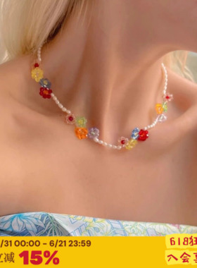 南法少女复古彩色水晶花朵