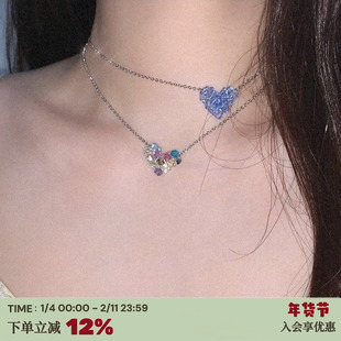 RTEP 小众设计swingset进口水晶串珠可爱叠戴项链不掉色锁骨颈链