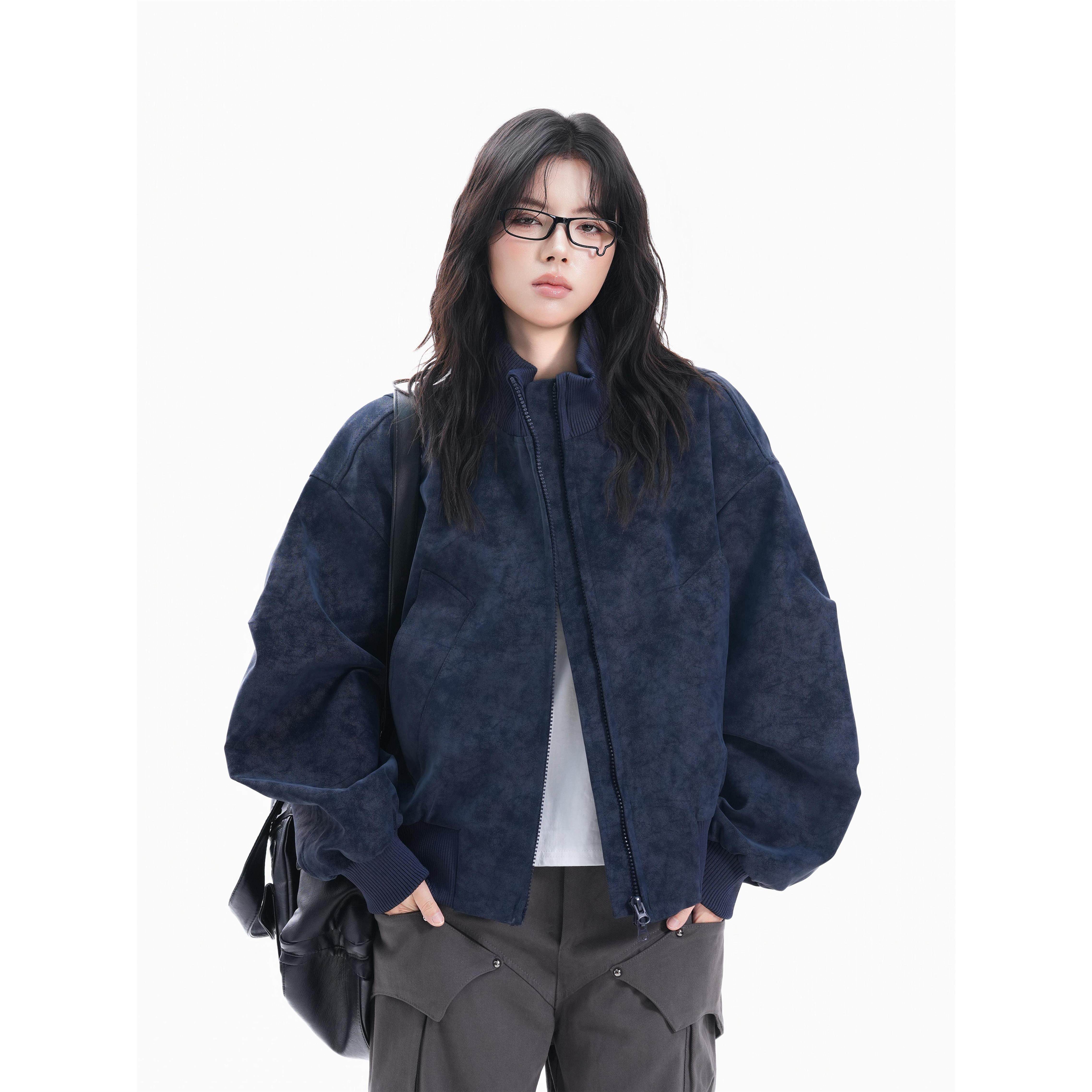 【坐吃山空】美式街头设计感PU皮衣外套女秋季宽松机车服飞行夹克