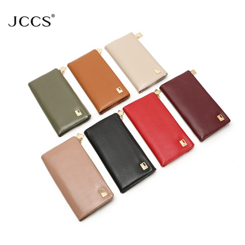 jccs钱包新款通用型高端精致长款皮夹简约多功能折叠多卡位大容量