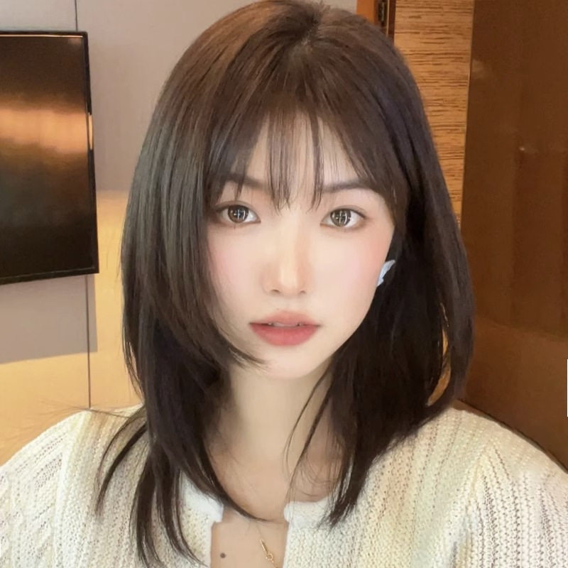 假发女短发网红锁骨发型全头套减龄自然圆脸波波头中长发假发套