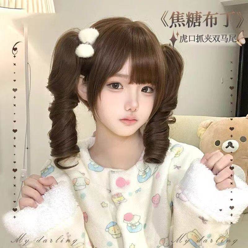 【焦糖布丁】lolita假发双马尾短发doll罗马卷虎口抓夹全头套女