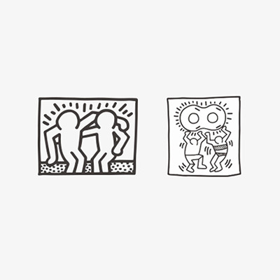 艺术家Keith Haring（凯斯·哈林）涂鸦友谊万岁防水文艺纹身贴