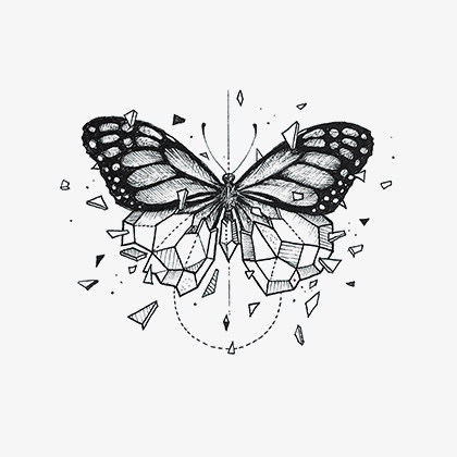 不良少女黑色蝴蝶动物立体几何防水仿真刺青纹身贴纸