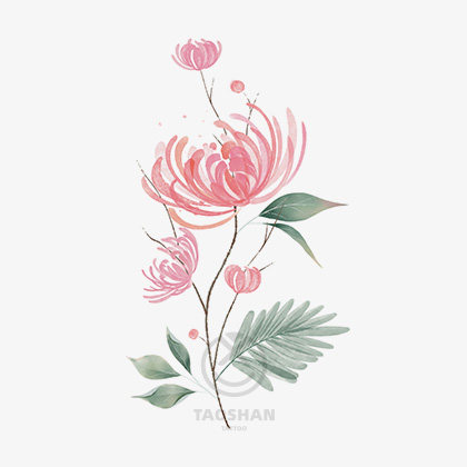 粉色菊花一次性防水纹身贴