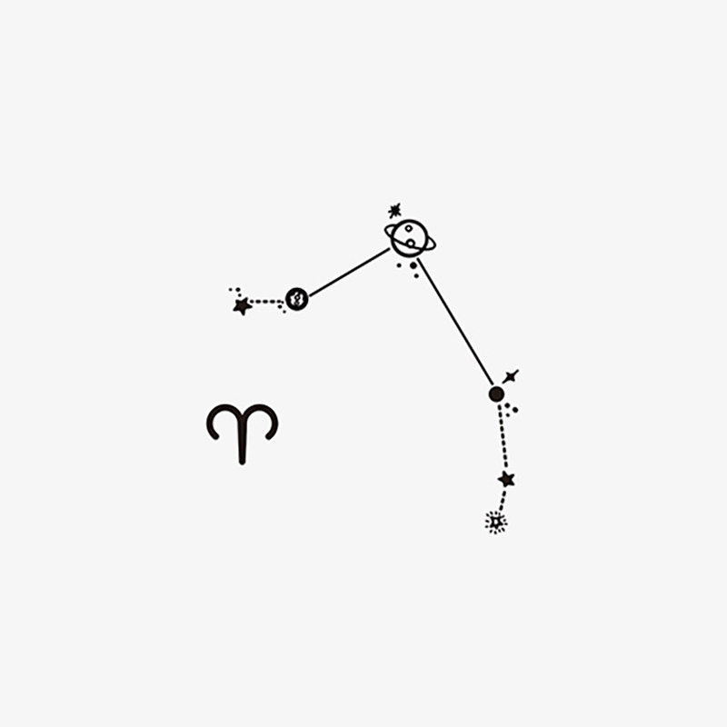 十二星座之白羊座简约个性黑色线条纹身贴