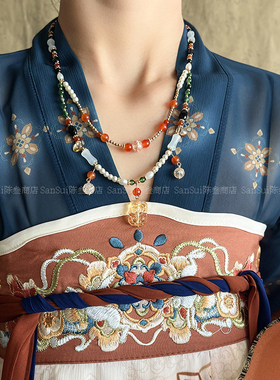 琉璃珍珠双层璎珞项链新中式