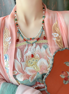 古风琉璃珍珠双层软璎珞项链