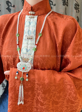 新中式平安锁压襟流苏璎珞项链