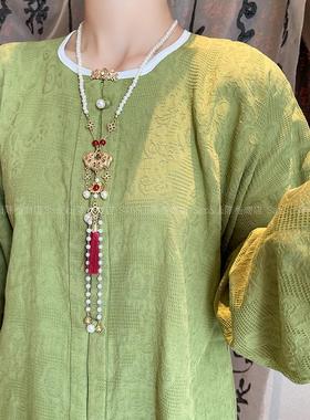 「辞晚」平安锁珍珠长流苏