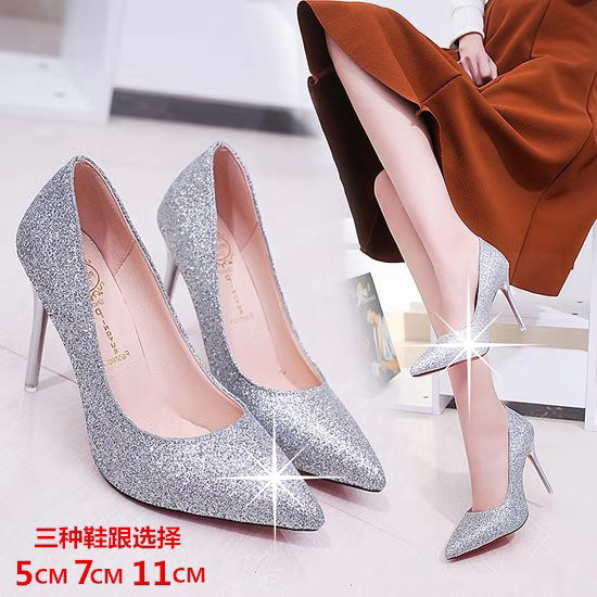 优雅水晶鞋婚鞋银色水钻尖头高跟鞋细跟单鞋春秋款女鞋金色新娘鞋|msdalam kategori Kasut wanita, kasut rendah - dari Buy2taobao.com untuk memberikan perkhidmatan ejen Taobao profesional membeli