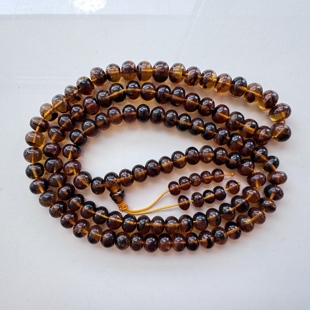 假一赔十 纯天然抚顺琥珀 金珀 药珀 项链佛珠8毫米108特价入门款