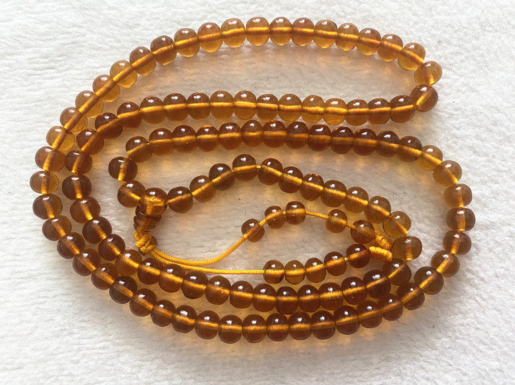 假一赔十 抚顺琥珀 纯天然琥珀 一级净水 金珀项链佛珠 108粒 6mm