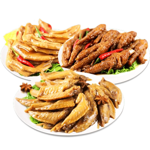 【不老神-尖凤掌套餐610g】香辣卤味翅尖220g+凤爪200g+鸭掌190g