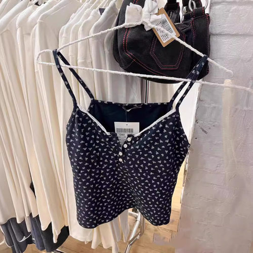 BradyMenvihe2024年夏新款纯欲风纽扣碎花吊带背心百搭显瘦上衣女