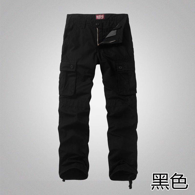 新款麻吉工装裤口袋宽松男士直筒