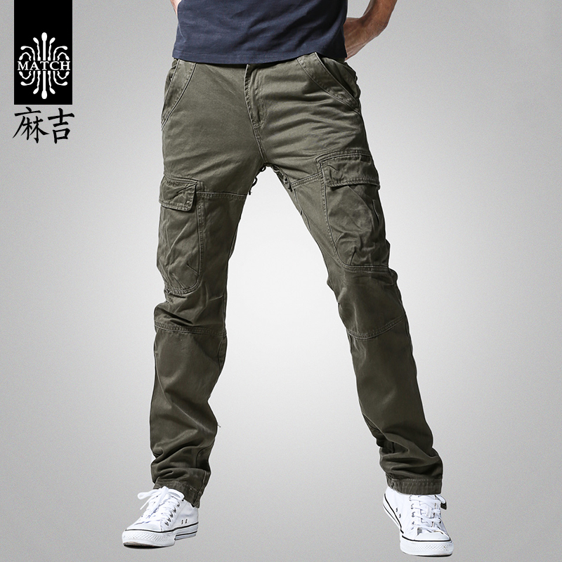 match麻吉秋季直筒大码多袋裤