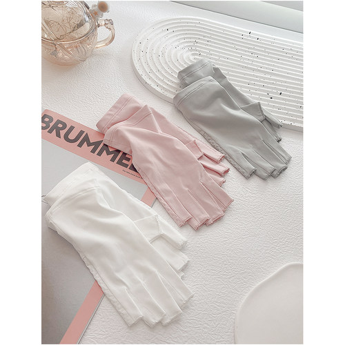 露指尖防晒半指手套女防紫外线