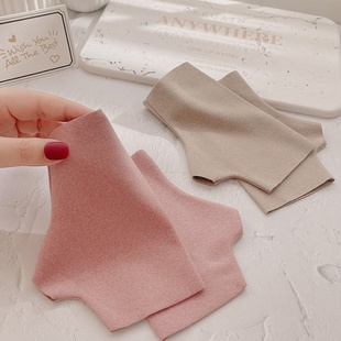 手套女冬季 防晒黑美甲骑车弹力德绒半指连指露指尖保暖 春秋天薄款