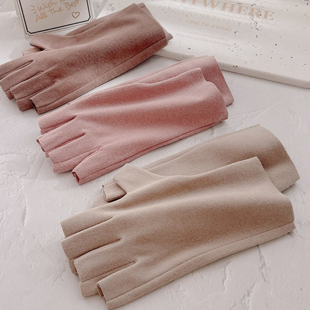 女德绒手套半截美甲防晒黑半指