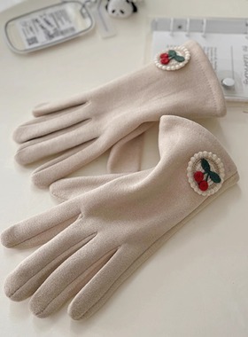 手套女春秋款冬季天加绒加厚薄款开车骑车电动车女士防寒保暖骑行