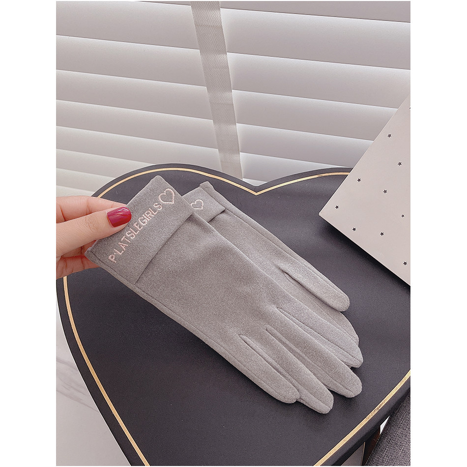 春秋款电动车弹力德绒防寒手套