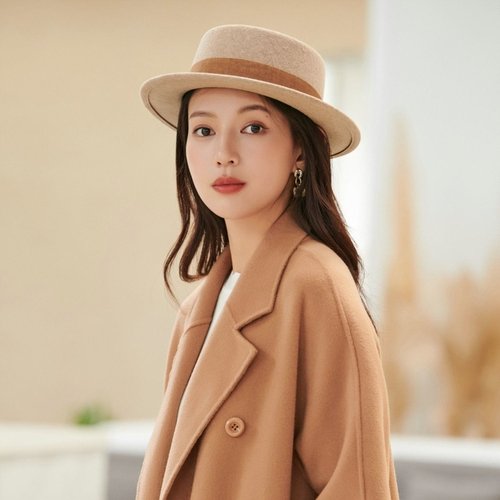 适合短发戴的帽子法式秋冬平顶毛呢礼帽女平沿小沿英伦大头围百搭