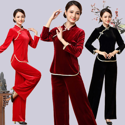 广场舞蹈服装春新款民族女团体秧歌服打腰鼓跳舞表演出服运动套装