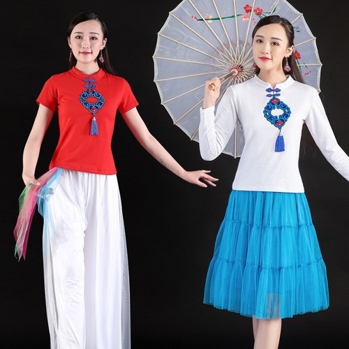 纯棉民族广场舞服装演出服套装
