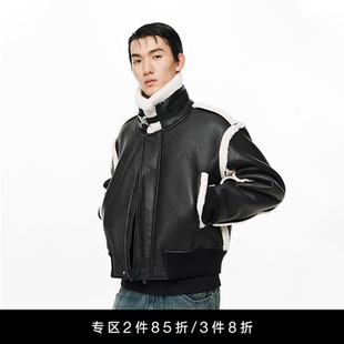 定制卡扣皮带纹理皮毛一体夹克 Unawares.男女同款 肖宇梁同款