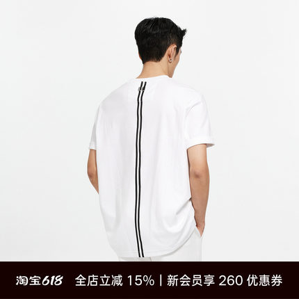 Unawares. 纯棉双面撞色织带T恤男女同款宽松休闲设计感短袖上衣