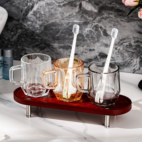 玻璃刷牙杯情侣牙缸牙桶高颜值男女牙刷杯子家用耐高温漱口杯套装