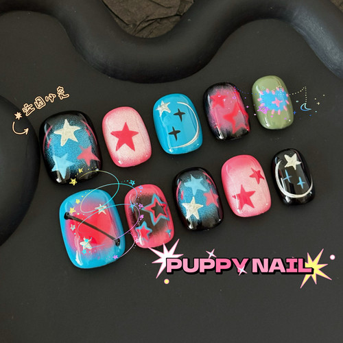 PUPPY家手绘海蓝星球Y2K穿戴甲