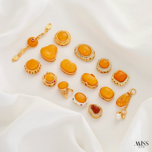 祢饰妮镶嵌天然蜜蜡花式隔珠