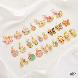 景泰蓝纯手工滴油烧蓝木马蝴蝶小花猪蜜蜂萌兔头吊坠diy吊饰配件