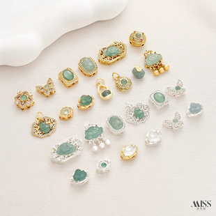 天然A货翡翠葫芦财神如意锁莲花手牌貔貅蝴蝶隔珠吊坠diy饰品配件