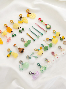 手工编绳高仿蜜蜡翡翠莲蓬钱袋花朵如意滴溜吊坠diy手链手串配件