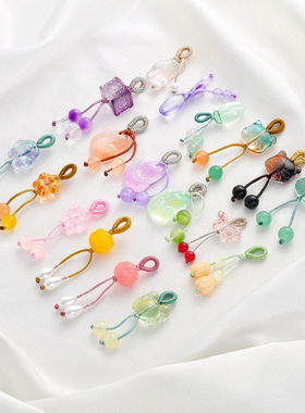 手工编绳高仿玛瑙翡翠和田玉石葫芦莲花兰花滴溜吊坠diy手串配件