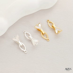 18K包金保色白贝鱼尾收尾扣diy手作珍珠手链项链连接扣头饰品配件