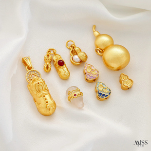 沙金高保色玛瑙通孔葫芦隔珠貔貅吊坠diy手工手链项链吊饰品配件