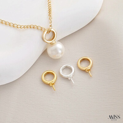 祢饰妮铜真金保色珍珠托吊坠环