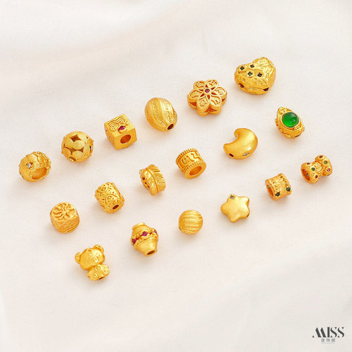 祢饰妮沙金保色羽毛花朵元宝隔珠