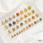 景泰蓝珐琅彩18K保色福禄醒狮九色鹿隔珠圆珠diy文玩手串饰品配件