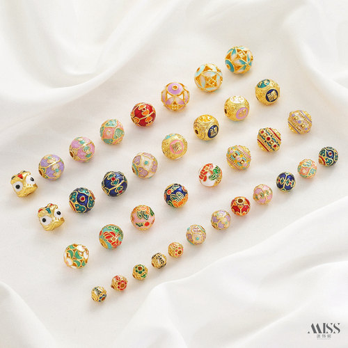 祢饰妮景泰蓝珐琅彩圆珠隔珠