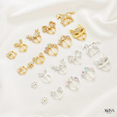 保色18K厚银镶锆蝴蝶麋鹿米妮KT猫爪小熊表带扣diy手绳手链扣配件