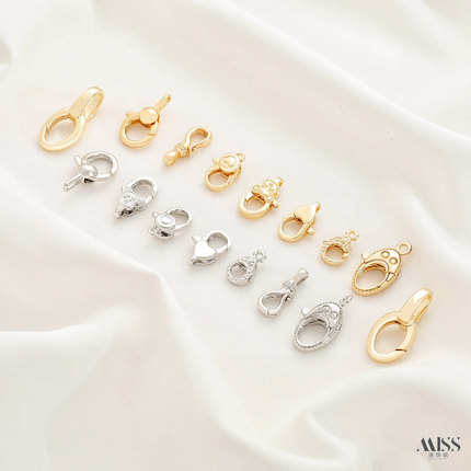 14K包金保色爱心龙虾扣椭圆形8字弹簧扣土耳其扣diy收尾连接扣头