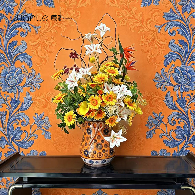 餐桌花摆花高档仿真花假花花艺摆设件客厅酒店圆桌摆设家居装饰花