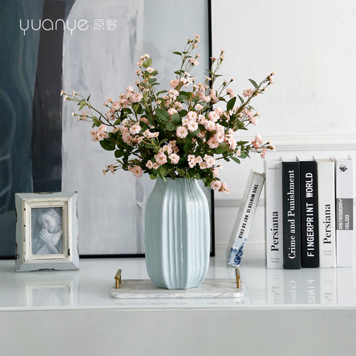 蔷薇轻奢高档客厅摆件假花