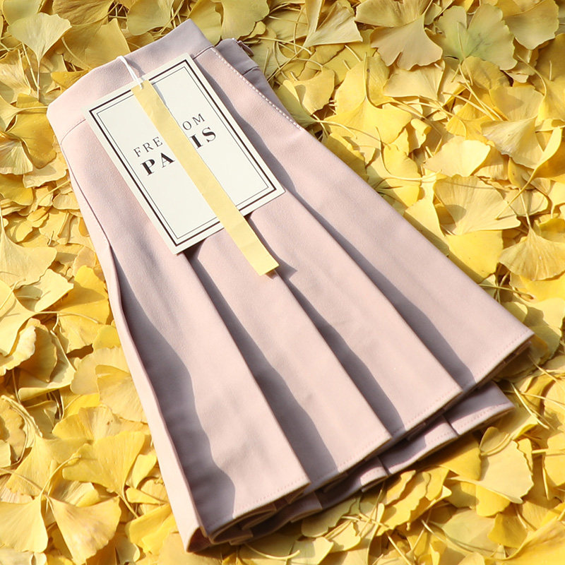 粉红少女心百褶裙短裙减龄半身裙