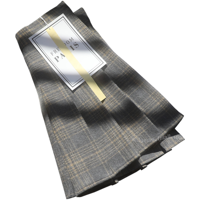 格子百褶裙秋冬短款春高腰a字显